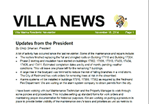 Villa Marina Newsletter